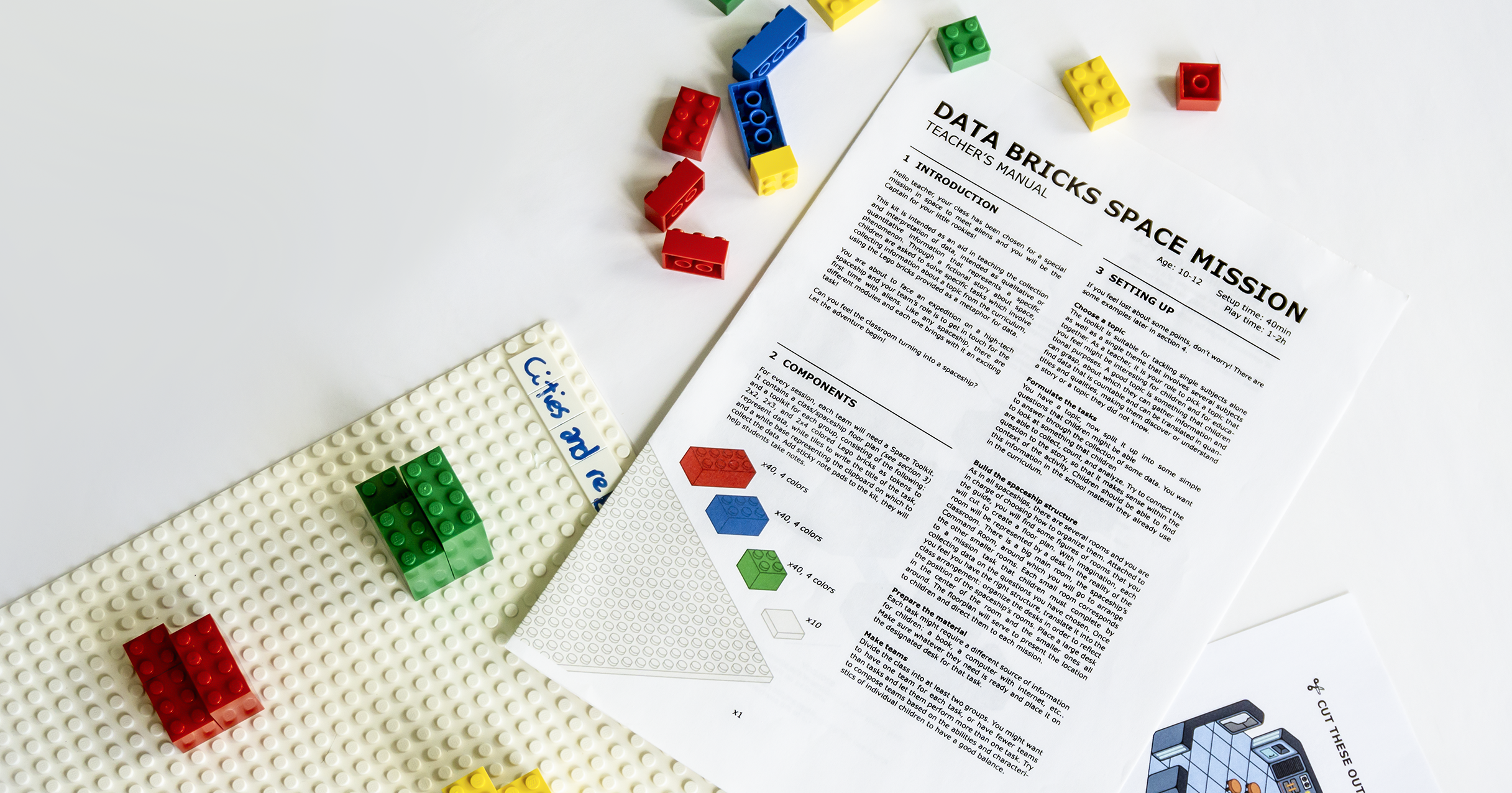 Teaser image for paper Data Bricks Space Mission: Teaching Kids about Data with Physicalization